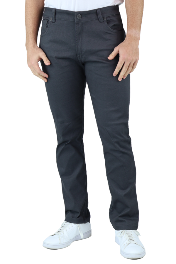Pantalón Color Gris De Corte Slim Fit Gabardina Algodón Para Hombre